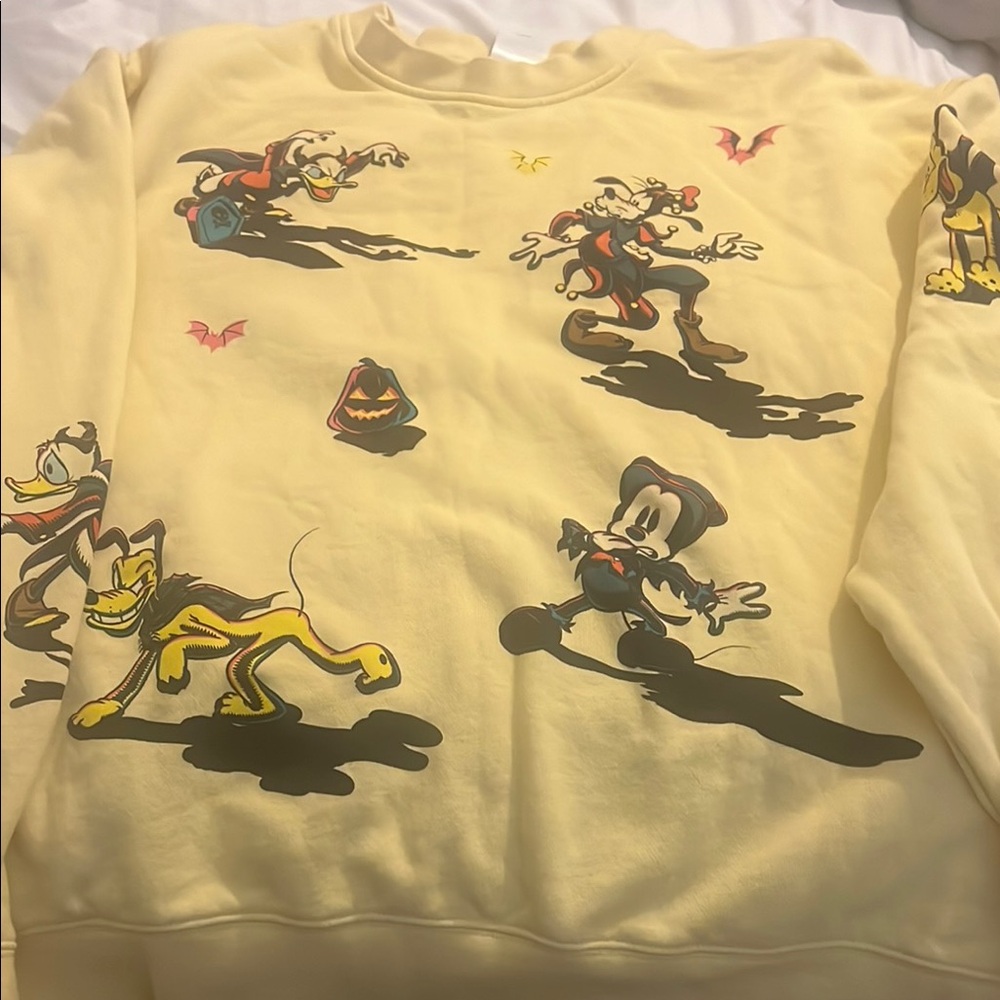Disney Yellow Crewneck Sweater with Animated Character Print